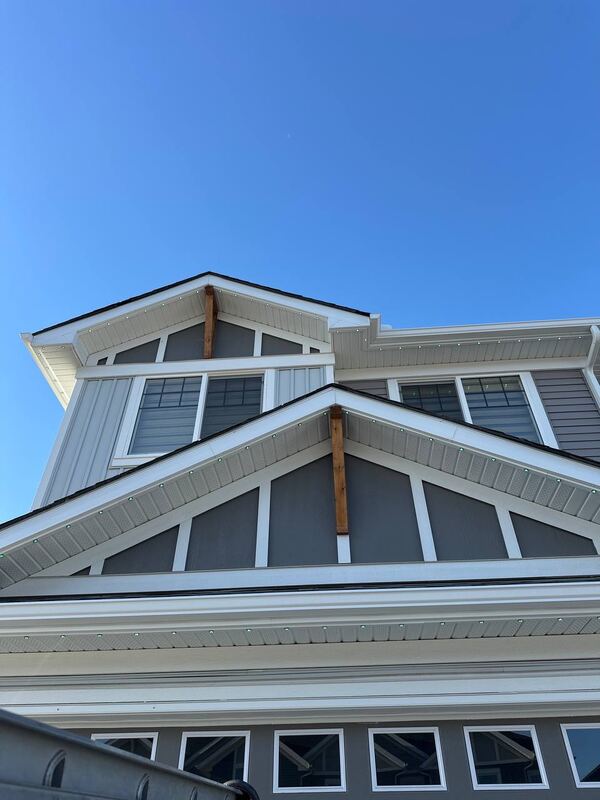 Permanent lighting install on a two-storey Calgary home